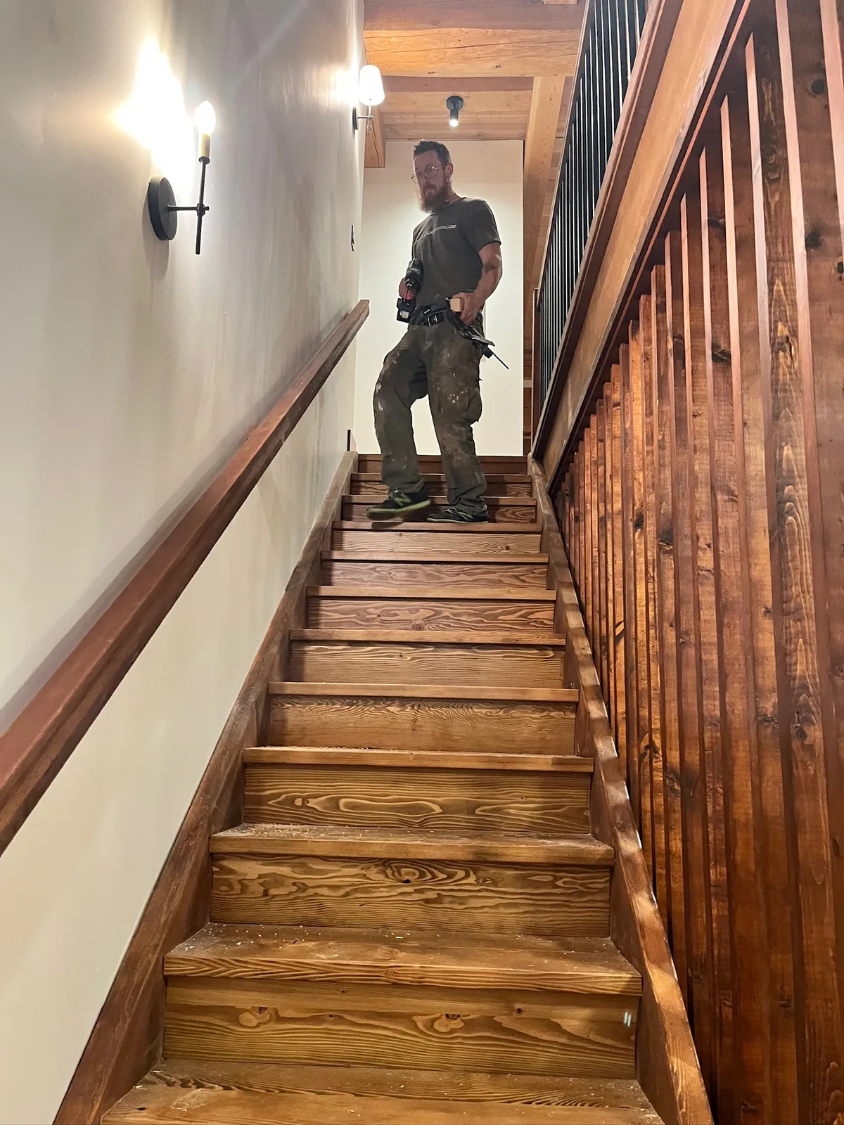 Ben Wheeler building and installing custom stairs and railings in the Edmonton area